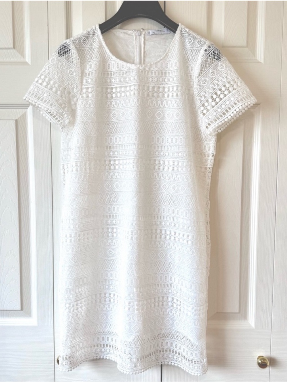 MANGO White Lace Shift Dress - Classic Women's Dress